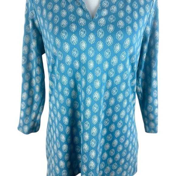 L.L. Bean 100% Supima Cotton Tunic Top Blue Print Size‎ M - Picture 3 of 11